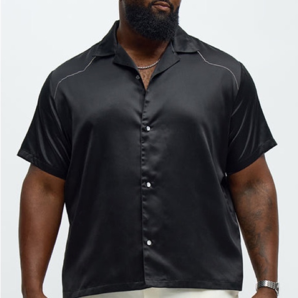 Fashion Nova Men’s Contrast Binding Button Up NWT